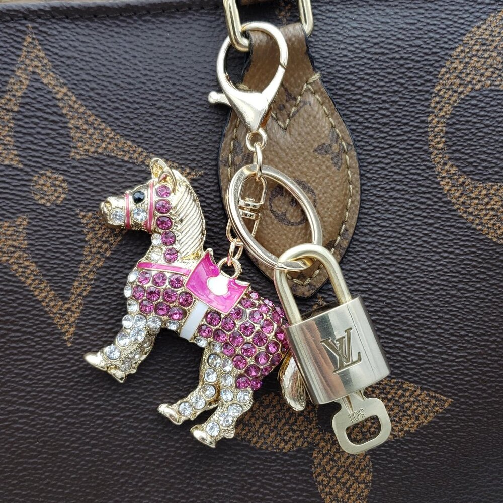 Authentic Louis Vuitton Lock & Key with Unbranded Horse Charm, Keychain - Picture 12 of 12